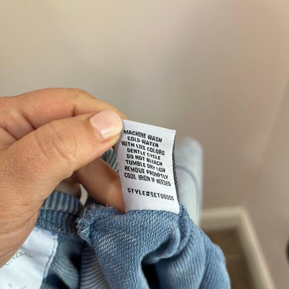 Lazy Sunday Blue Cropped Crewneck Sweatshirt Cotton Long Sleeve Top Sz S - Picture 5 of 8